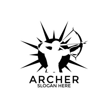 Archer Sun logo vektörü, güneş logosu dizayn şablonlu yaratıcı okçu