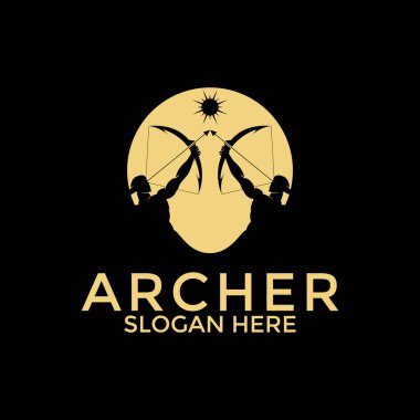 Archer Sun logo vektörü, güneş logosu dizayn şablonlu yaratıcı okçu