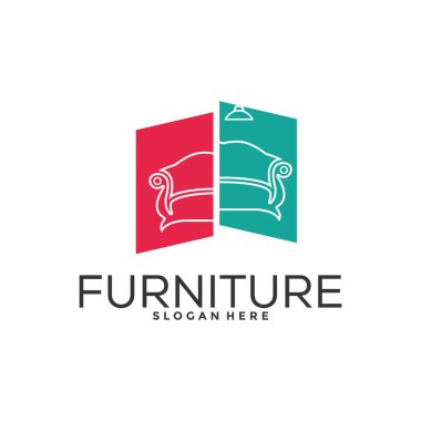 Mobilya logosu yaratıcı konsept, iç logo vektör şablonu