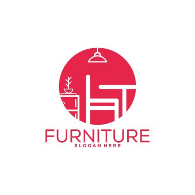 Mobilya logosu yaratıcı konsept, iç logo vektör şablonu
