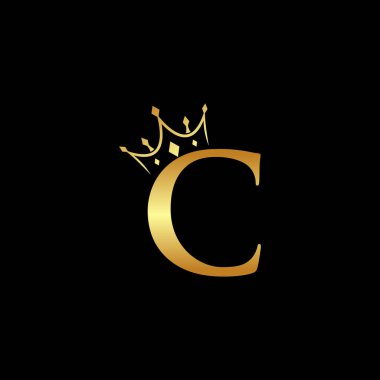Crown logo vektörü ile ilk harf C, Yaratıcı Harf Logo Vektörü İllüstrasyonu.