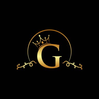 Crown logo vektörü ile ilk harf G, Creative Lettering Logo Vector Illustration.