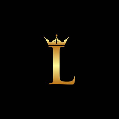 Crown logo vektörü ile L harfi, Yaratıcı Harf Logo Vektörü İllüstrasyonu.