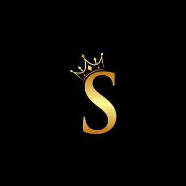 Crown logo vektörlü S harfi, Yaratıcı Harf Logo Vektörü İllüstrasyonu.