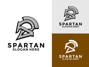 Soyut Spartalı miğfer logo tasarım şablonu olan S harfi, Spartalı kimlik logo vektör resimleme