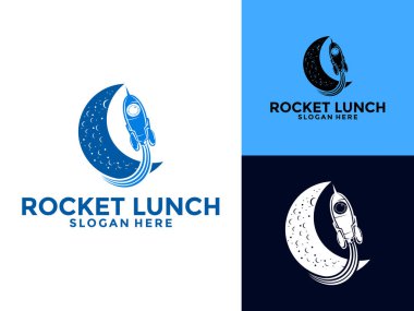 Roket Fırlatma Vektör Logosu Tasarımı, Basit Uçan Modern Roket Logosu İllüstrasyonu