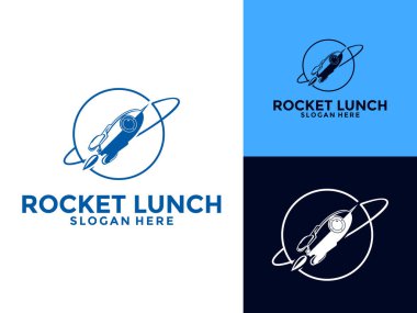 Roket Fırlatma Vektör Logosu Tasarımı, Basit Uçan Modern Roket Logosu İllüstrasyonu