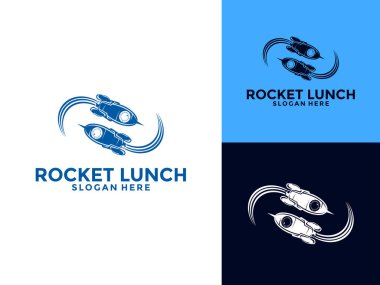 Roket Fırlatma Vektör Logosu Tasarımı, Basit Uçan Modern Roket Logosu İllüstrasyonu