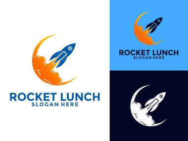 Roket Fırlatma Vektör Logosu Tasarımı, Basit Uçan Modern Roket Logosu İllüstrasyonu