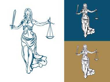 Bayan Hukuk Simgesi Vektörü, adalet kılıcı ve logo şablonuyla Bayan Law.