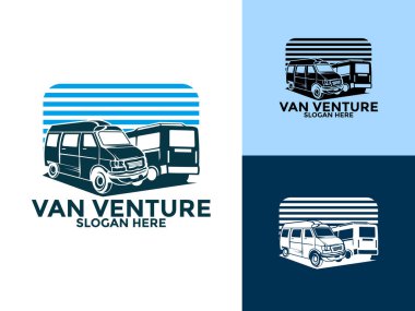 Van Logo vektörü, mini van sembolü logo şablonu, dağıtım ve lojistik servis kavramı