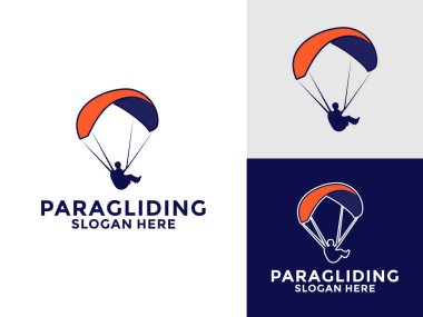 Paragliding uçan spor logo vektörü, Yüksek Macera Paragliding logo tasarım şablonu