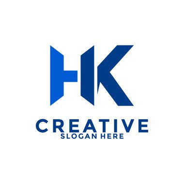 İlk harf HK Modern ve güçlü soyut logo tasarımı, İlk Harf Logo şablonu