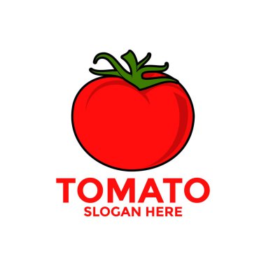 Kırmızı domates logo şablonu. Taze sebze tasarım vektör. Organik gıda logo