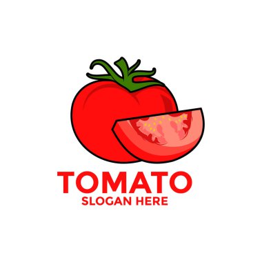 Kırmızı domates logo şablonu. Taze sebze tasarım vektör. Organik gıda logo