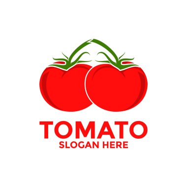 Kırmızı domates logo şablonu. Taze sebze tasarım vektör. Organik gıda logo
