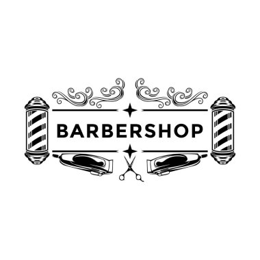 Izole beyaz arka plan barbershop vintage Logo şablonu