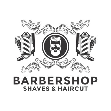 Izole beyaz arka plan barbershop vintage Logo şablonu