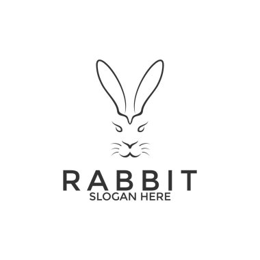 Tavşan Hattı sanat logosu, Tavşan logosu şablon vektör simgesi resimleme