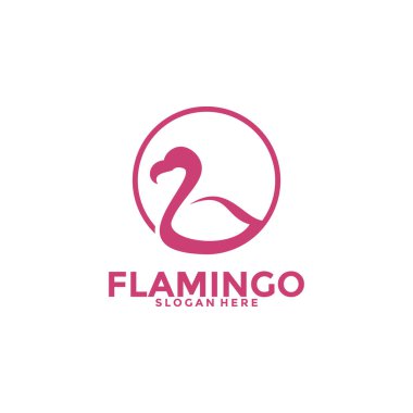 Flamingo kuş logosu konsepti, Zarif Flamingo Hattı Sanat Logosu şablonu