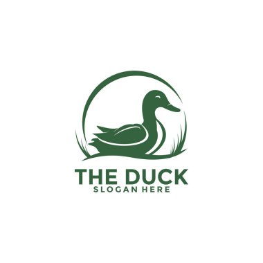 Duck Vector, Mallard logo avı. Ördek çiftliği Logo Vektörü illüstrasyon Şablonu