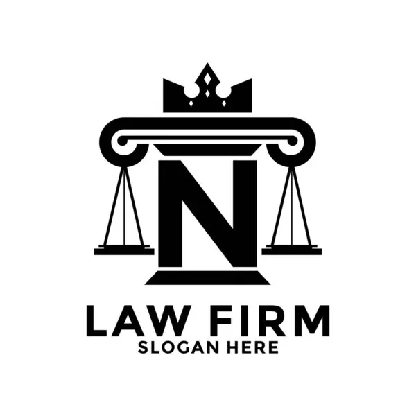 N harfi logo vektörü ile hukuk firması, Adalet logosu tasarım şablonu