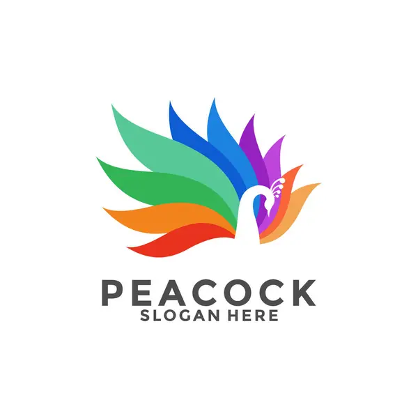 Lüks Tavuskuşu logo simgesi, Soyut Tavuskuşu renkli logo vektör şablonu