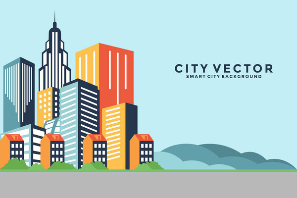 City skyline vector illustration. Urban landscape. Modern cityscape in flat style, Cities Vector Background