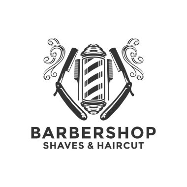 Izole beyaz arka plan barbershop vintage Logo şablonu