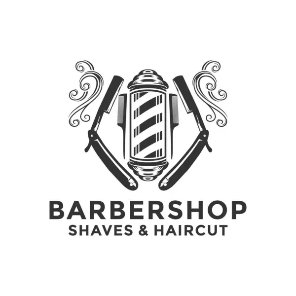 Barbiere Vintage Modello Logo Sfondo Bianco Isolato — Vettoriale Stock