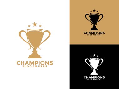 Trophy with start logo icon design template flat vector illustration, Award Winner logo design template