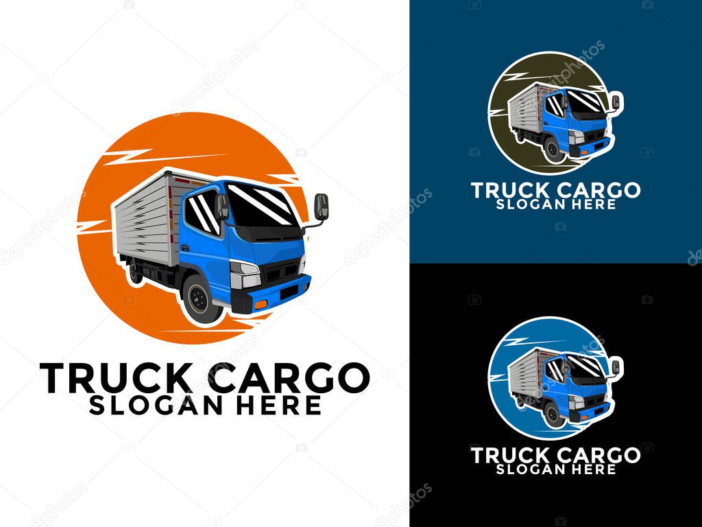 Truck trailer transport logistics, delivery, express, cargo company, fast shipping, design template logo