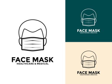 Cerrahi Yüz Maskesi logo simgesi. Virüs Koruma, Yüz maskesi, Dişçi maskesi Vektör illüstrasyonu