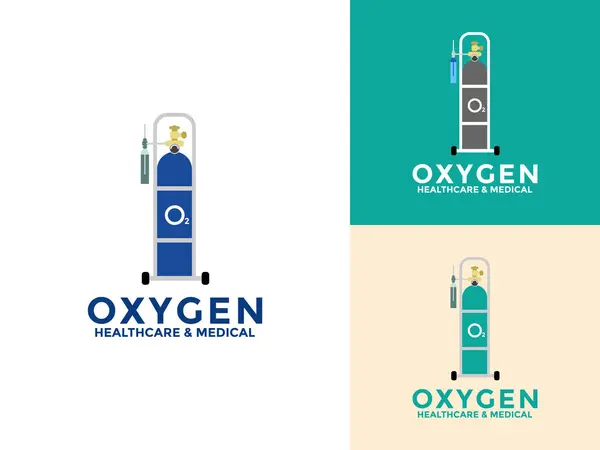 Tıbbi oksijen silindiri logo vektör simgesi, Tıbbi oksijen silindirinin Vektör Resmini Ayarla