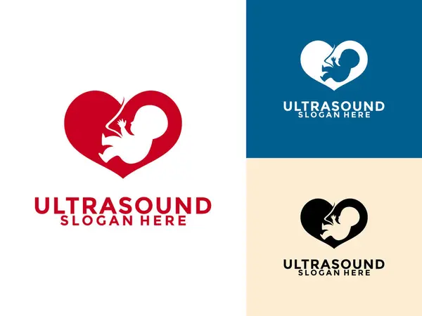 Ultrason teşhis logosu. Ultrason hamilelik logo ikon vektör şablonu, Tıbbi araştırma