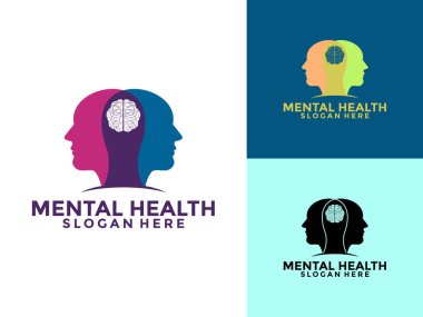 Akıl sağlığı logosu vektörü, insan sağlığı, sağlıklı zihin logosu yaratıcı renk modern