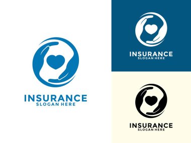 Hayat sigortası Logosu Tasarım Vektörü, Bakım ve Koruma Logosu Simgesi Şablonu