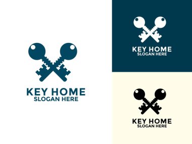 ev sembollü anahtar ikon vektör tasarımı logosu, Minimal Key Home Logo Tasarımı
