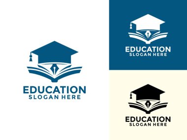 Eğitim logosu şablonu, Eğitim Üniversitesi logosu Mezuniyet Şapkası ve Kitap