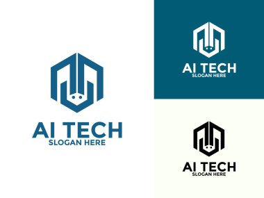 Robot logo vektörü, Soyut Teknoloji logo vektör şablonu ile 