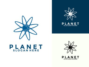 Modern konsept ile yaratıcı gezegen logosu tasarımı, galaksi logo vektör ikonu illüstrasyonu