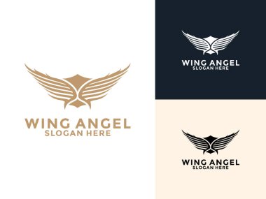 Wings Angel logo tasarım şablonu, altın vintage kanat logo ikonu vektörü