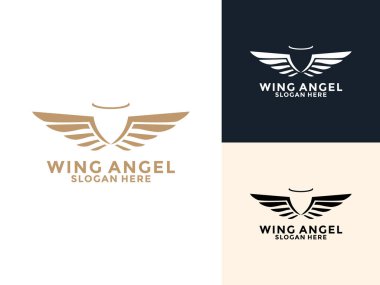 Wings Angel logo tasarım şablonu, altın vintage kanat logo ikonu vektörü