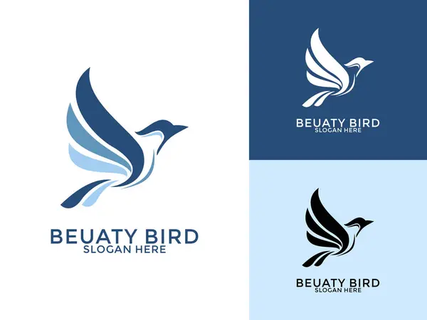 Sanat logosu vektöründe yaratıcı güzellik kuşu, Uçan Kuş logosu tasarım vektörü illüstrasyonu