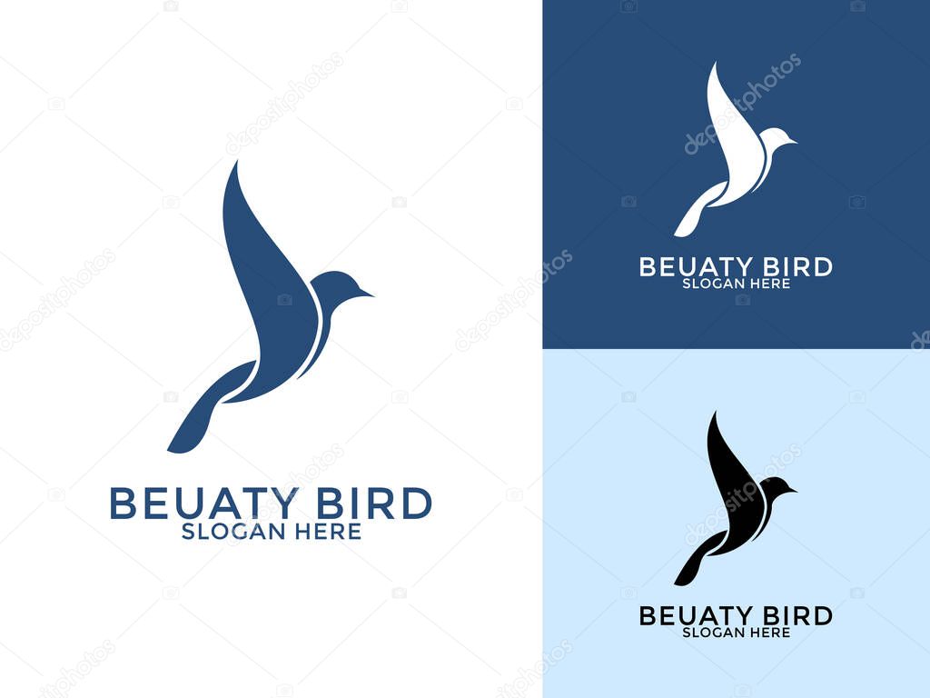 Creative Beauty Bird logo vector, Flying Bird logo design vector illustration