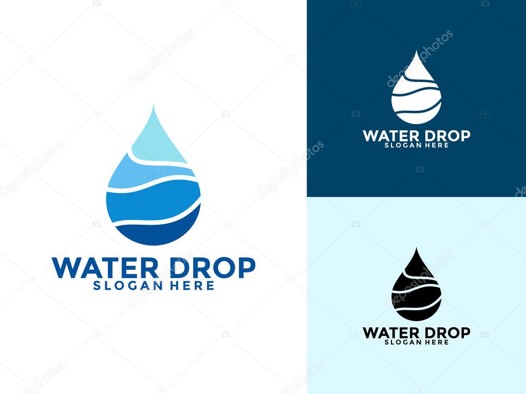 Simple water drop logo vector, Water Drop logo design template