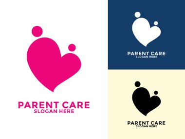 Ebeveyn Kalp Bakımı logosu tasarım şablonu, Aile Kalp logosu tasarımı illüstrasyonu