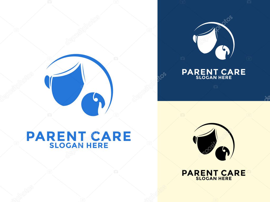 Parent Care logo design template, Family logo design illustration