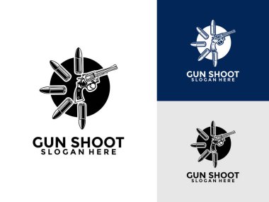 Mermi Logosu Vektör Tasarımı Yaratıcı Silah. Vintage Gun Logo Şablonu,