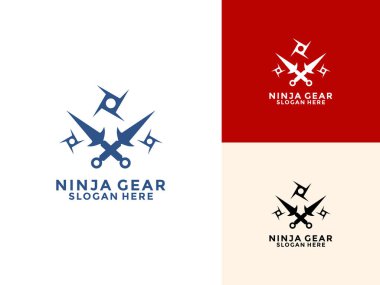 Ninja Weapons logo vector design concept, Ninja Shuriken logo design template clipart